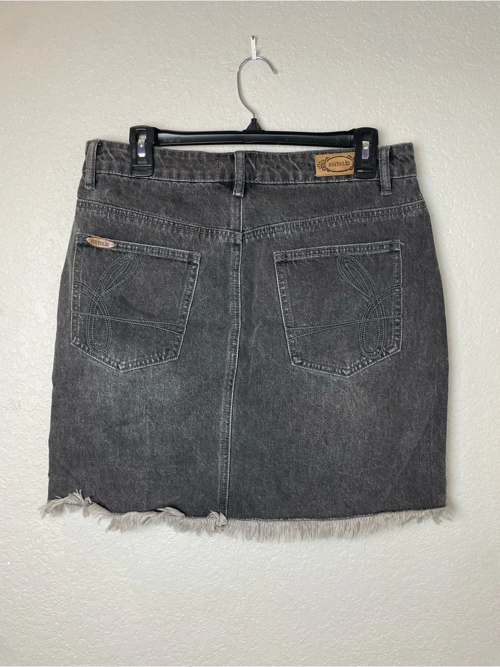 BNWT! Joyfolie Washed Black Distressed Denim Mini Skirt Size 31